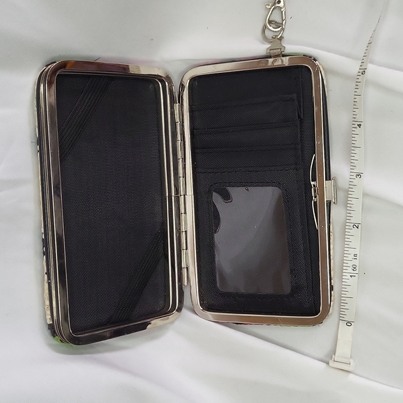 Straw mosaic chevron weave print wallet wrist strap 3 x 5.5" new - Picture 3 of 15